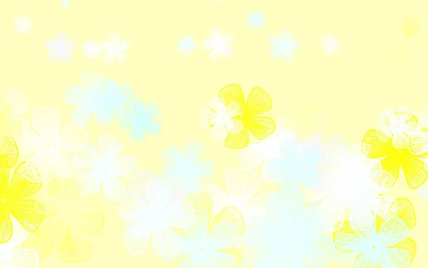浅蓝色 黄色矢量点缀背景与花朵 有创意的插图 风格模糊 花朵丛生 手机背景模版 — 图库矢量图片
