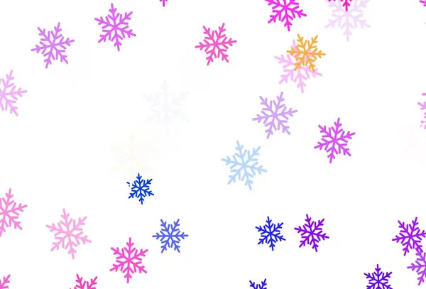 Modelo Vetor Multicolorido Claro Com Flocos Neve Gelo Estrelas Glitter — Vetor de Stock