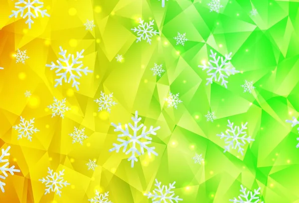 Light Green Red Vector Texture Colored Snowflakes Stars Colorful Snowflakes — Stock Vector