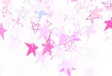 Parlak yıldızlı açık mor vektör düzeni. Soyut şablondaki yıldızlarla dekoratif parlak illüstrasyon. Astroloji web siteleri için desen.