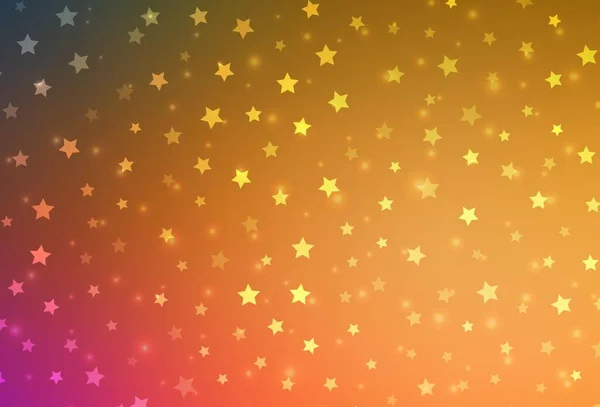 Jasnopomarańczowy Wektor Tekstury Kolorowymi Płatkami Śniegu Gwiazdy Świecąca Kolorowa Ilustracja — Wektor stockowy