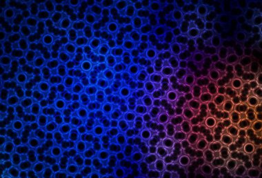 Koyu mavi, daire şekilli kırmızı vektör düzeni. Renkli su damlaları olan modern soyut çizimler. Reklamlar, broşürler için desen.