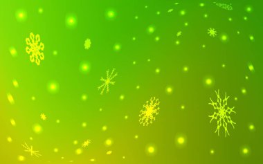 Açık yeşil vektör düzeni ve parlak kar taneleri. Buz kristalleri ile soyut resimleme. İş ilanınız için yeni yıl tasarımı.
