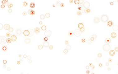 Lekeli açık kırmızı vektör arka planı. Parlak renkli soyut çemberlerin olduğu bir resim. Reklamlar, broşürler için desen.