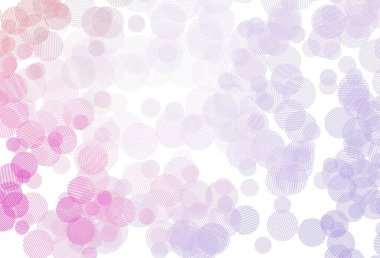 Açık Mor, köpüklü pembe vektör arkaplan. Parlak renkli soyut çemberlerin olduğu bir resim. Güzel web siteleri için desen.