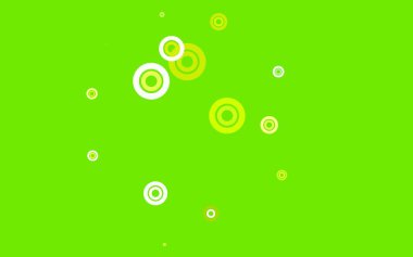 Açık yeşil, diskli sarı vektör dokusu. Doğa tarzında bulanık halkaları olan güzel renkli çizimler. İş ilanınız için tasarım.