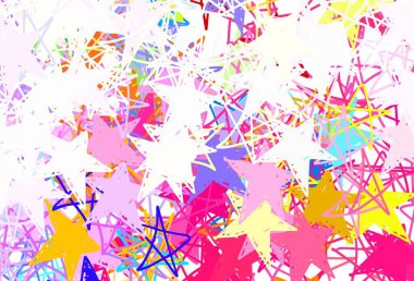 Renkli yıldızlı Light Multicolor vektör arka planı. Soyut şablondaki yıldızlarla dekoratif parlak illüstrasyon. Reklamınız, posteriniz, afişiniz için en iyi tasarım.