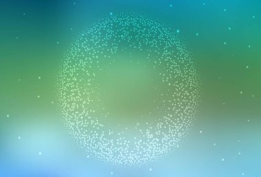 Açık Mavi, galaksi yıldızlı yeşil vektör arkaplan. Soyut şablonda gökyüzü yıldızlarıyla parlayan illüstrasyon. Astroloji web siteleri için desen.