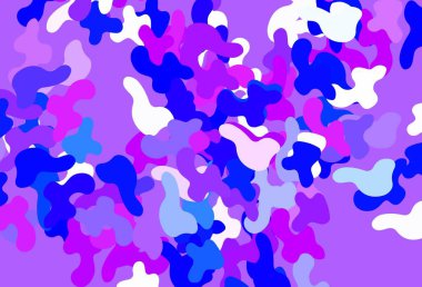 Açık pembe, soyut şekilli mavi vektör arkaplan. Rastgele şekillerle soyut tarzda dekoratif tasarım. Bir cep telefonu için arka plan.