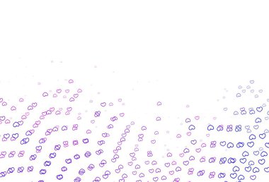 Açık mavi, kırmızı vektör desenli renkli kalpler. Kutlama tarzında kalpleri olan güzel renkli illüstrasyon. Karnaval için şablon, festival için romantik broşürler.