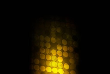 Küreli koyu sarı vektör deseni. Bulanık yağmur damlaları olan soyut bir çizim. Fütürist reklamlar ve kitapçıklar için şablon.