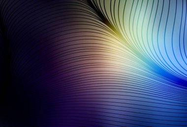 Koyu mavi, bükülmüş çizgileri olan sarı vektör düzeni. Yaratıcı illüstrasyon, yarım tonlu ve eğimli. Tasarımınız için desen.