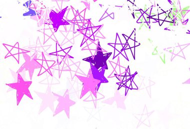 Açık yeşil, güzel yıldızlı kırmızı vektör dokusu. Soyut şablondaki yıldızlarla dekoratif parlak illüstrasyon. Reklamınız, posteriniz, afişiniz için en iyi tasarım.