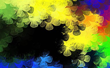 Karanlık çokrenkli vektör şablonları ağaçlar ve dallarla çiziyor. Karalama tarzında çiçekli soyut illüstrasyon. Tasarımınız için yeni şablon.