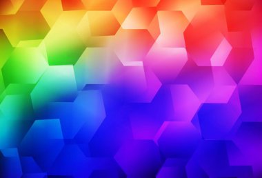 Altıgen kümeli Light Multicolor vektör arkaplanı. Altıgen tarzda ışıldayan soyut çizimler. Reklamınız için bir kalıp, kitapçıklar.
