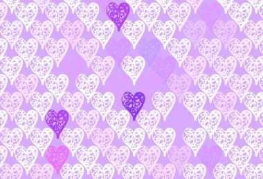 Karalama kalpli hafif Mor vektör şablonu. Bulanık arkaplanda gradyan kalp şekilleri olan bir resim. Sevgililer günü ilanı ve kitapçıkları için bir model..