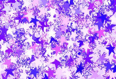 Açık Kırmızı, sarı vektör arkaplan ve renkli yıldızlar. Renkli yıldızlı soyut çizimler. Astronomi web siteleri için desen.