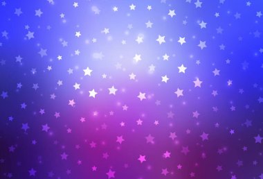 Açık mavi, kırmızı vektör desenli Noel kar taneleri, yıldızlar. Karlı Xmas tarzında renkli dekoratif tasarım. Yeni yıl posterleri, afişler için tasarım.