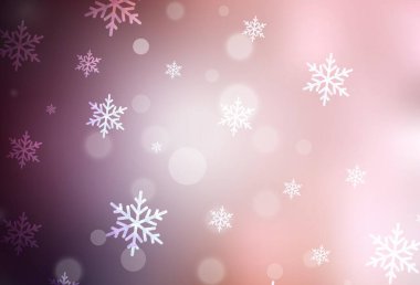 Açık pembe vektör arkaplanı tatil tarzında. Renkli Noel şeyleri ile soyut gradyan çizimi. Reklamlar, posterler, kitap afişleri için desen.