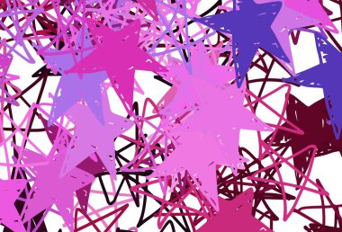 Koyu mor, parlak yıldızlı pembe vektör düzeni. Yıldızlı modern geometrik soyut çizim. İş ilanınız için akıllı tasarım.