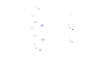 Kalpli açık mor vektör arkaplan. Soyut şablondaki kalplerle parlayan illüstrasyon. Yıldönümü için bir iş ilanı tasarlamak.