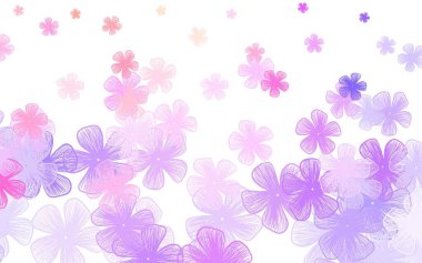 Açık Pembe, çiçekli kırmızı vektör arkaplan. Çiçeklerle bulanık şekilli yaratıcı çizimler. İş tasarımınız için yepyeni bir tarz.