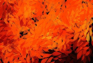 Koyu Turuncu, yapraklı zarif bir şablon. Doğal yaprağı olan zarif, parlak bir illüstrasyon. Web ve broşürler için elle boyanmış tasarım.