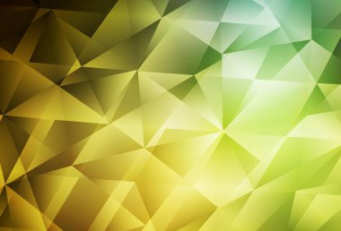 Koyu yeşil, sarı vektör üçgen çizim. Origami tarzında gradyan ile geometrik çizim. Cep telefonunun arka planının şablonu.