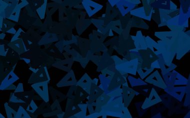 Çizgiler ve üçgenlerle koyu mavi vektör düzeni. Renkli üçgenli modern soyut illüstrasyon. Kartvizitiniz için modern tasarım.