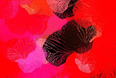 Koyu kırmızı vektör yapraklı arkaplan. Parlak renkli çizimler ve karalama tarzında yapraklar. Markan için şık bir model..