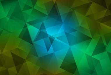 Açık mavi, sarı vektör eğimli üçgen şablonu. Origami tarzında gradyan ile geometrik çizim. Cep telefonunun arka planının şablonu.