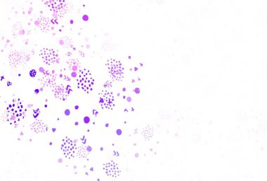 Memphis şekilli açık mor vektör arkaplan. Modern tarzda değişen renkli kaotik formlar. İşiniz için en iyi akıllı tasarım.