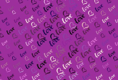 Koyu mor, kalbi olan pembe vektör arkaplan. Bulanık arkaplanda gradyan kalp şekilleri olan bir resim. Sevgililer günü ilanı ve kitapçıkları için bir model..