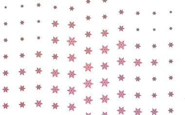 Açık Pembe, buz taneli kırmızı vektör şablonu, yıldızlar. Gradyan kristal buz formlarıyla soyut çizimler. Yeni yıl arkaplanı için şablon.