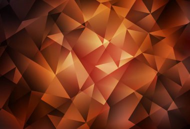 Koyu turuncu vektör çokgen arkaplan. Üçgenli renkli soyut çizimler. Broşürünüz için yepyeni bir tasarım..