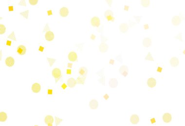 Açık sarı vektör dokusu, daire şeklinde ve küp şeklinde. Soyut tarzda dekoratif tasarım, çizgiler, noktalar, küplerle. Broşürler, broşürler için desen