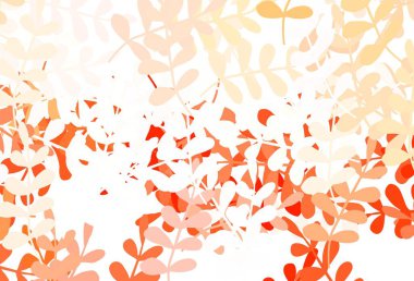 Açık kırmızı vektör yapraklı arkaplanı soyutluyor. Yaprakları karalama tarzında renkli ve soyut çizimler. Duvar kağıdı tasarımınız için yeni bir doku.