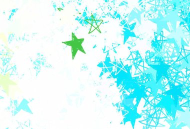 Açık mavi, parlak yıldızlı sarı vektör düzeni. Yıldızlı parlak renkli illüstrasyon. İş ilanınız için akıllı tasarım.