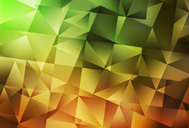 Açık yeşil, sarı vektör soyut mozaik fon. Üçgenli renkli soyut çizimler. İş tasarımınız için yepyeni bir tarz.