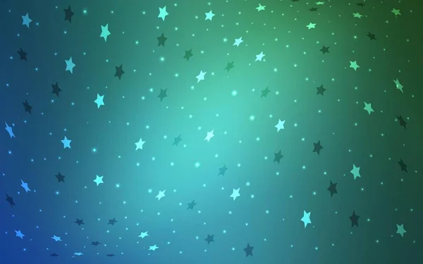 Ljusblå Grön Vektor Mall Med Himmelsstjärnor Dekorativ Lysande Illustration Med — Stock vektor