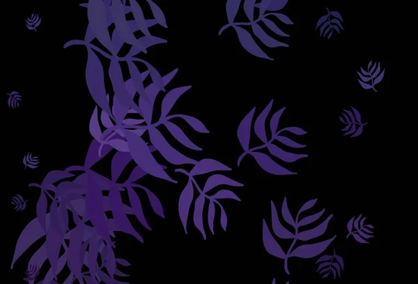 Modèle Doodle Vectoriel Violet Foncé Avec Des Feuilles Feuilles Sur — Image vectorielle