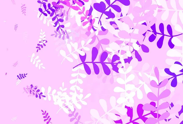 Violet Clair Motif Vectoriel Rose Doodle Avec Des Feuilles Illustration — Image vectorielle