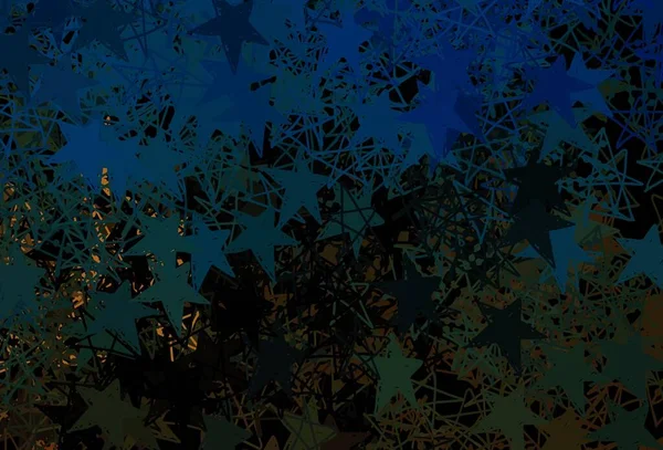 Dark Blue Yellow Vector Template Ice Snowflakes Stars Modern Geometrical — Stock Vector
