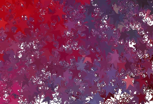 Светло Розовый Красный Векторный Фон Цветными Звездами Блестящие Абстрактные Иллюстрации — стоковый вектор