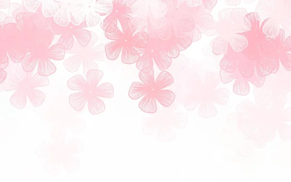 Hellroter Vektor Natürlicher Hintergrund Mit Blumen Skizzenhafte Kritzelblumen Auf Weißem — Stockvektor