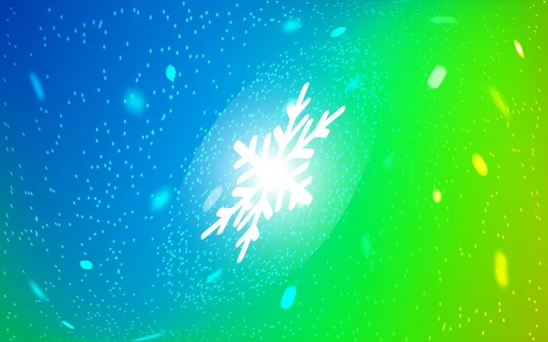 Azul Claro Diseño Vectorial Verde Con Copos Nieve Brillantes Diseño — Vector de stock