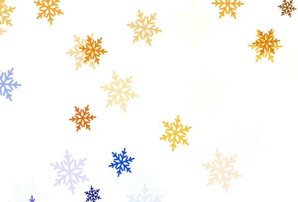 Fond Vectoriel Orange Clair Avec Beaux Flocons Neige Étoiles Illustration — Image vectorielle