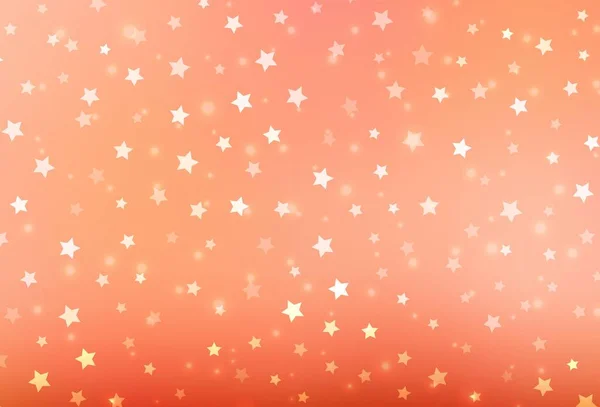 Светло Красный Вектор Яркими Снежинками Звездами Градиентная Красочная Иллюстрация Снегом — стоковый вектор