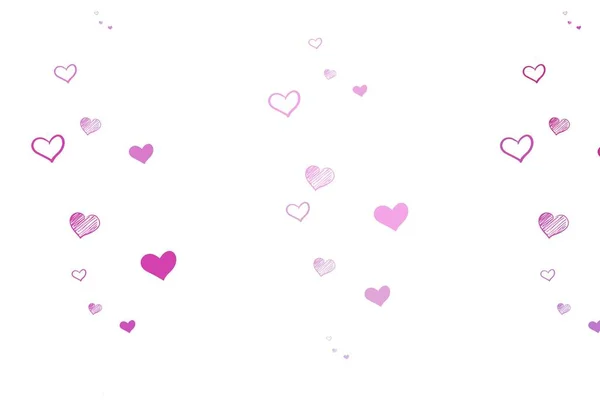 Fondo Vectorial Rosa Claro Con Corazones Brillantes Diseño Decorativo Con — Archivo Imágenes Vectoriales