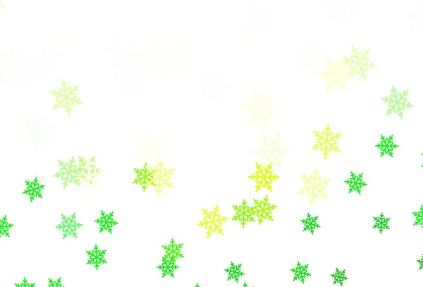 Светло Зеленая Желтая Векторная Текстура Цветными Снежинками Звездами Градиентная Красочная — стоковый вектор